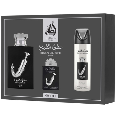 Ishq Al Shuyukh Silver woda perfumowana spray 100ml + woda perfumowana spray 20ml + dezodorant spray 200ml