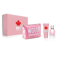 Wood Pour Femme zestaw woda toaletowa spray 100ml + balsam do ciała 100ml + kosmetyczka