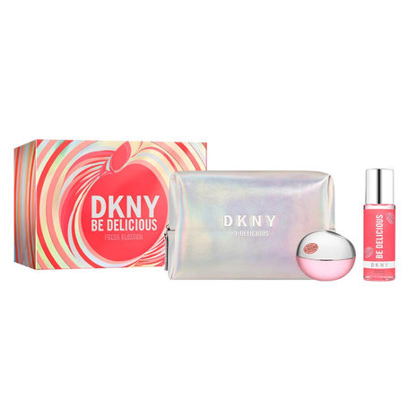 Be Delicious Fresh Blossom woda perfumowana spray 100ml + 125ml mgiełka do ciała + kosmetyczka