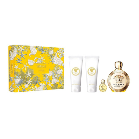 Zestaw Eros Pour Femme woda perfumowana spray 100ml + SHOWER GEL 100ml + balsam do ciała 100ml + miniatura  woda perfumowana 5ml